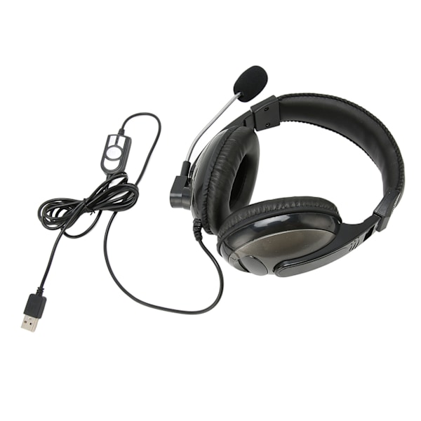 USB Gaming Headset Trådkontroll Justerbar Volym Gamingheadset med Mikrofon för PC Laptop för PS4