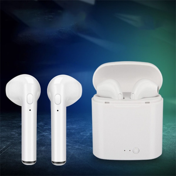 Trådlösa hörlurar Multifunktionell HD Brusreducering HiFi Stereo Ljud Knappkontroll Bluetooth Hörlurar för I7S Vit