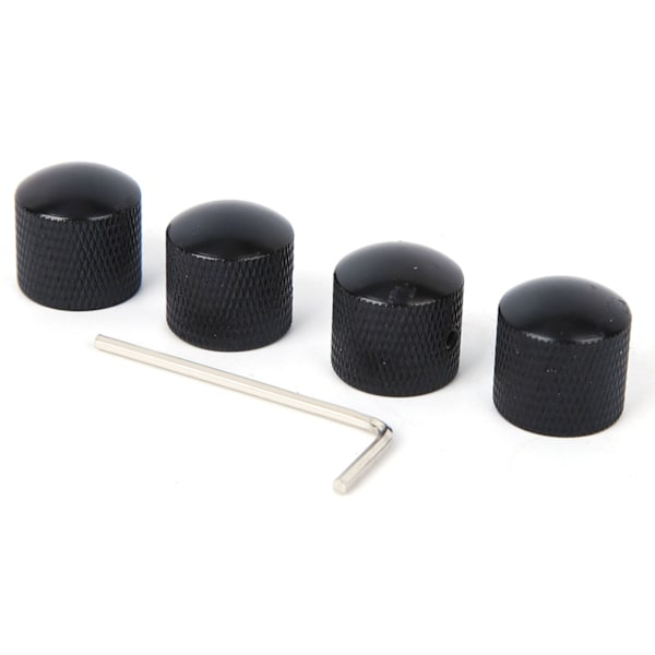 4 stk Holdbare Dome-knapper Volum Tonekontroll Erstatningsdeler for Elektrisk Gitar Bass (Svart)