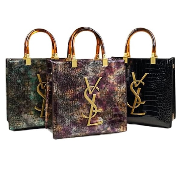 Kvindetaske i krokodilleskind, crossbody taske, skuldertaske, tote taske, luksusmode (lilla) Purple