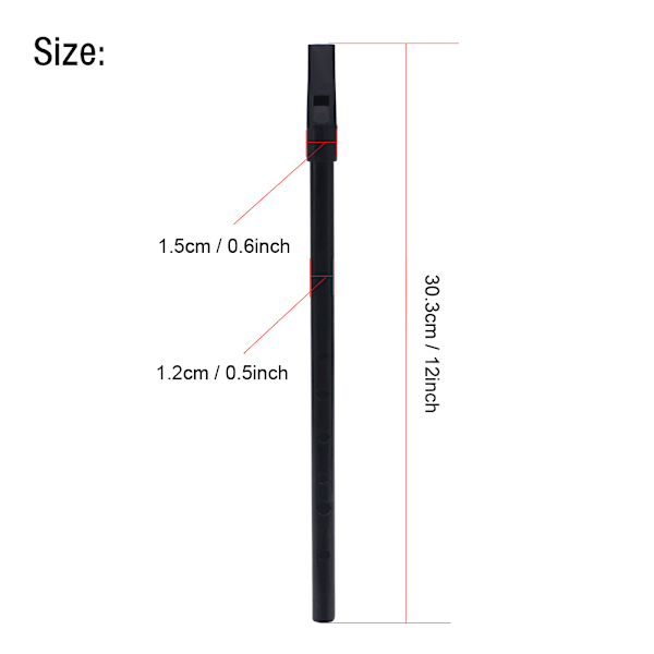 Traditionell irländsk visselpipa i koppar, tonart D, blåsinstrument med förvaringsfodral (svart)