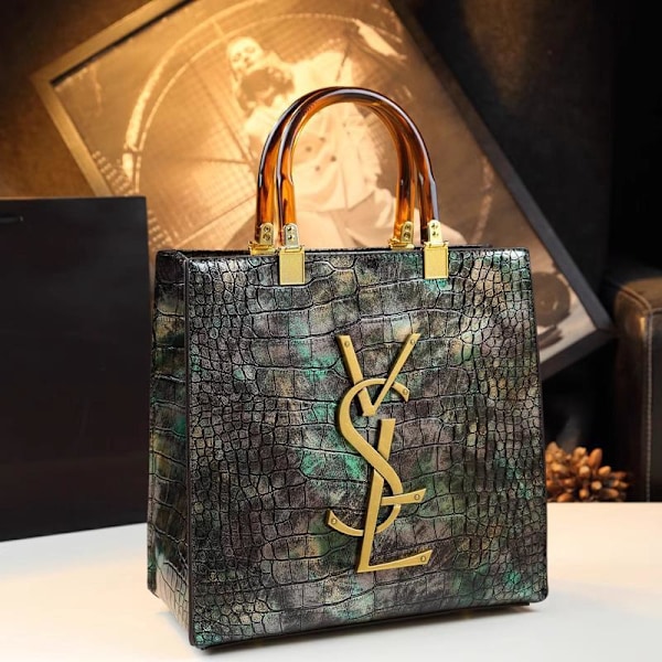 Kvinders håndtasker i krokodilleskind, clutch tasker, crossbody tasker, skuldertasker, tote bags, luksusmode (grøn) green
