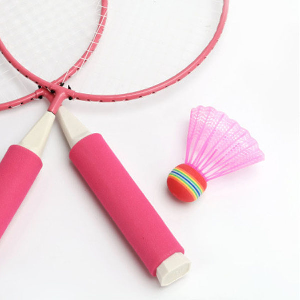 Badmintonsett for barn med stort nett, mykt grep og anti-skli håndtak - Rosa