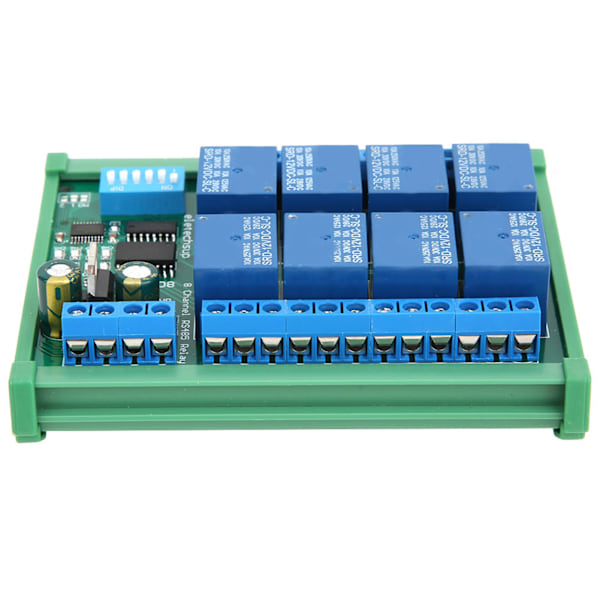 8-kanals RS485 relæ PLC-udvidelseskort til RTU-protokol fjernstyring (R4D8A08 R med DIN-skinne kabinet)