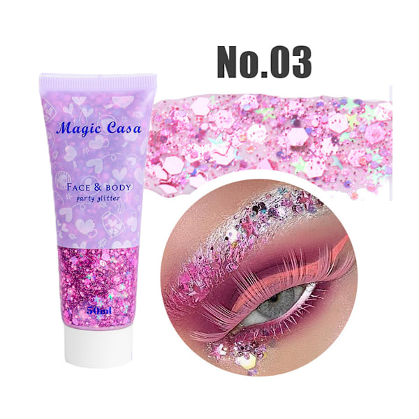 Kroppsglitter för Hår, Glittergel, Kroppsglitter, Glitter Make-Up, Hårglitter för Festival Maskeradsmink