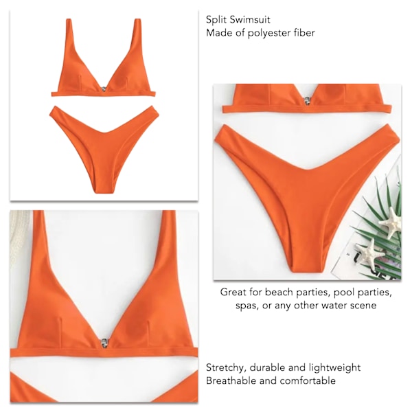 Moderne og åndbar bikini i to dele til kvinder - Orange S
