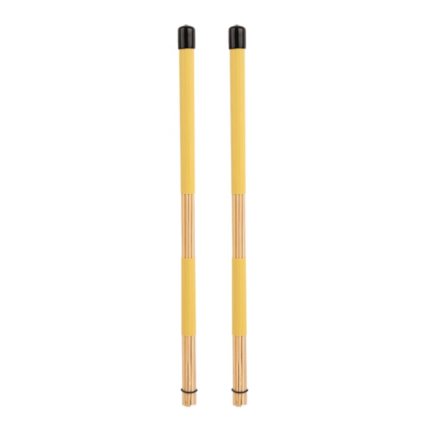 1 Pair Practical Bamboo Drum Brushes Sticks Rod Drumsticks Music Instrument Accessory (Yellow)