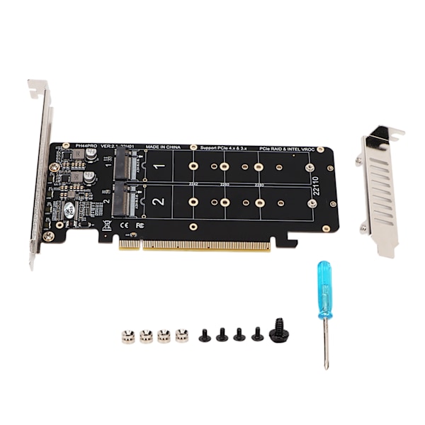 PCIE X16 til M.2 M KEY Udvidelseskort NVMEx4 SSD 2U Server RAID Array Udvidelseskort med LED-indikator