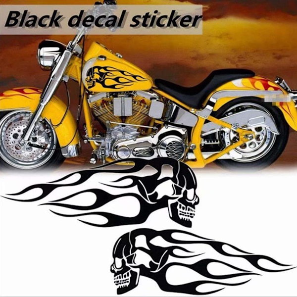 2 stk Universal Motorsykkel Bensintank Skjelett Flammer Badge Dekal klistremerker