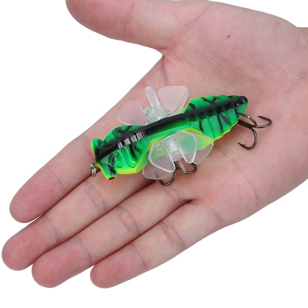 Hardt Fiskeagn Bionic Cicada Form Fiskebete med Roterende Propeller Treble Hook 7.5cmY238-5