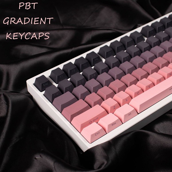 Rosa gradient to-farge injeksjon PBT side-trykte tastehetter, egnet for 61/64/87/104/108 layout mekaniske tastaturer