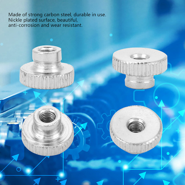 Nickelpläterat kolstål Dra åt räfflade tummuttrar för hand - M3 (10 st)