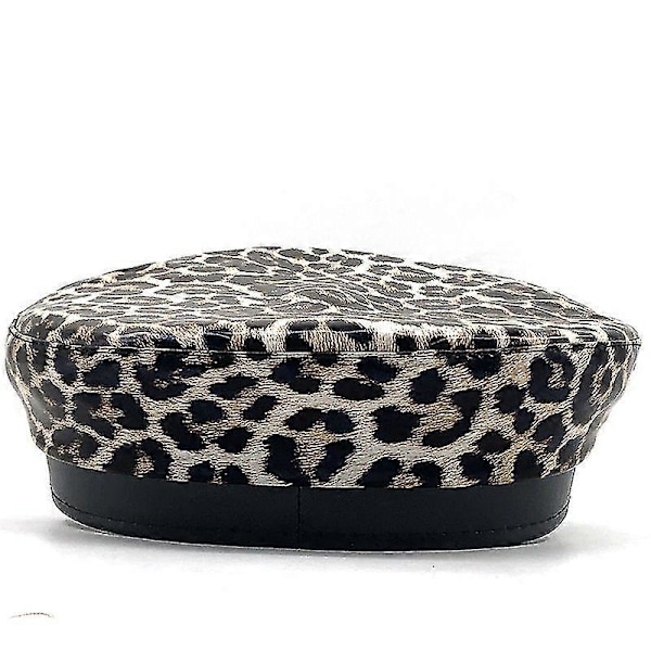 Leopard print hat Kunstnerisk ungdomshat flad kasket i læder