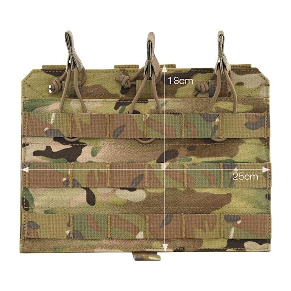 Trippel Magasinficka 4 Webbanslutningar Molle System Elastiskt Band 1000D Nylon för Utomhusträning Klädtillbehör (Camo Färg) camouflage