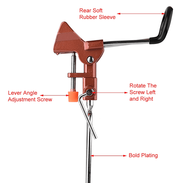 Stativ for fiskespørr i aluminium, holder for stang, bakkeholder (rød)