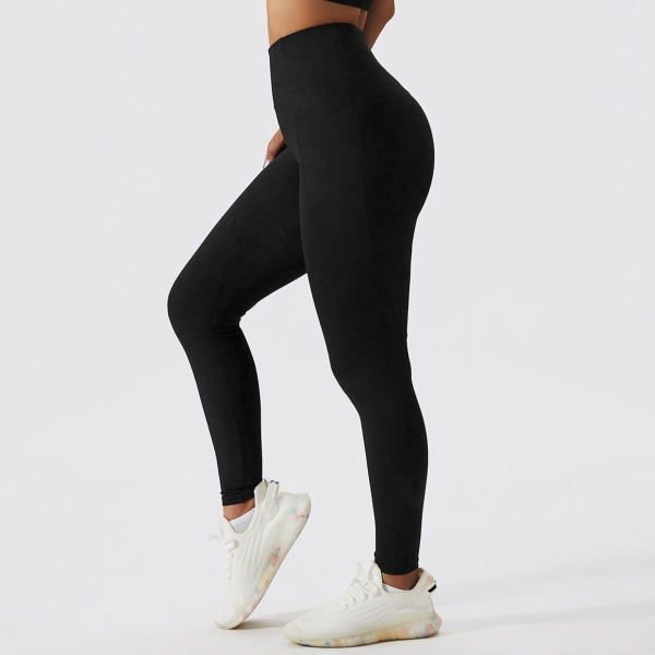 YJ Naisten joogahousut korkeavyötäröiset tiukat nopeasti kuivuvat pyllynostavat joustavat joogahousut taskuilla urheiluun juoksuun kuntoiluun musta XL