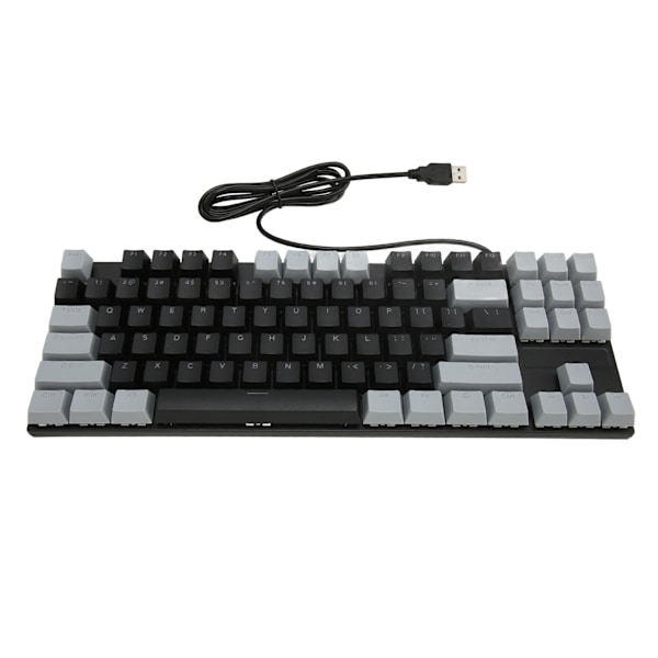Mekanisk Tastatur 87 Taster Blå Kontakt RGB Baggrundsbelyst Kontrastfarve Ergonomisk Kablet Tastatur til Laptop Desktop PC Kablet Sort Grå