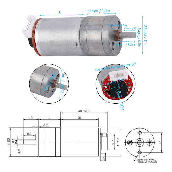 Kodet gear motor + monteringsbeslag + 65 mm hjulsæt - DIY til smart bilrobot (DC6V)