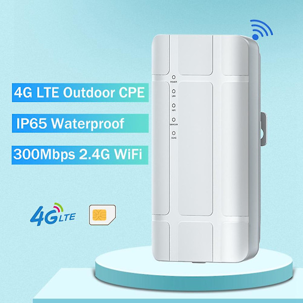 4G LTE Udendørs WiFi Router Ulåst CPE 300Mbps Modem med Slot LAN Port Hotspot Vandtæt Ethernet