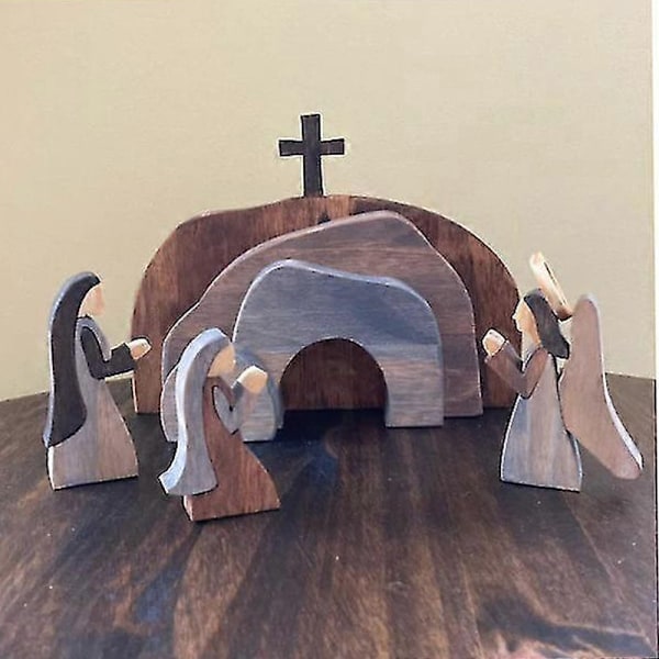 Påskepynt Påskepynt Religiøs Påskescene Dekor Træ Påskescene - Mincice genopstår