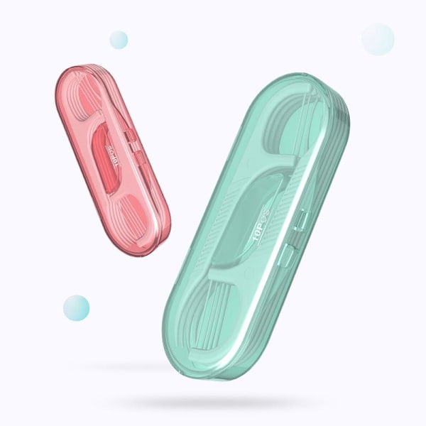 Tandtrådsbyglar, tandtrådsbyglar för vuxna, 1 påfyllningsbar automatisk pop-up-låda och 5 portabla förpackningar, hygieniska och praktiska