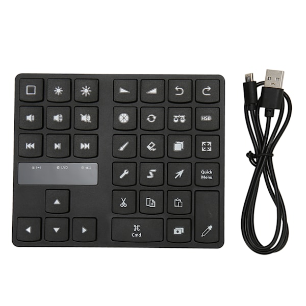 Mini Tegnetastatur 35 Taster Enhånds Ergonomisk Tegnesnarveitastatur for IOS for OS X