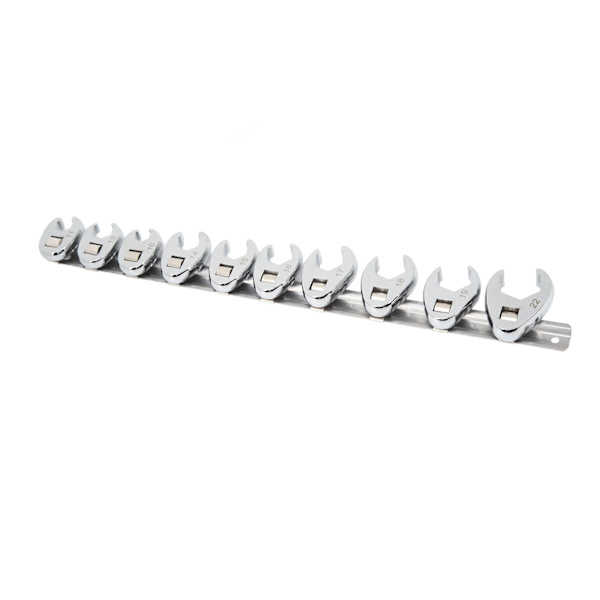 10 stk Crows Foot skiftenøkkelsett 10 mm til 22 mm størrelser metrisk mutternøkkel for 3/8-toms drivsperre