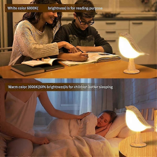 Lintu LED Yölamppu Pieni Johdoton Lintu Yövalo Kosketusohjaus Makuuhuoneen Pöytä Lukuvalo Kodin Sisustus