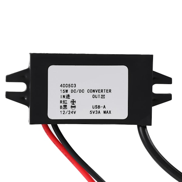 DC-DC Buck Adapter 12V/24V til USB 5V 3A Konverter