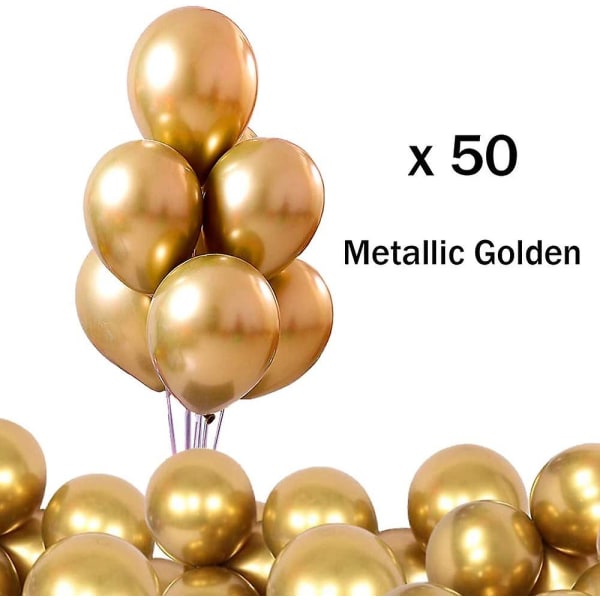 10" Macaron godteriballonger, gull, 50 stk-