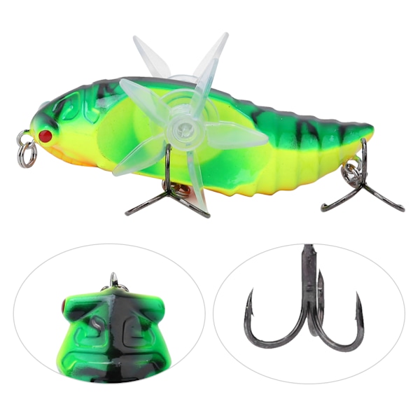 Hardt Fiskeagn Bionic Cicada Form Fiskebete med Roterende Propeller Treble Hook 7.5cmY238-5