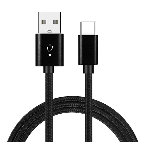 Hurtig opladning 2m USB-C kabel egnet til Android oplader ladekabel sort Type-C flettet hurtig opladning datakabel