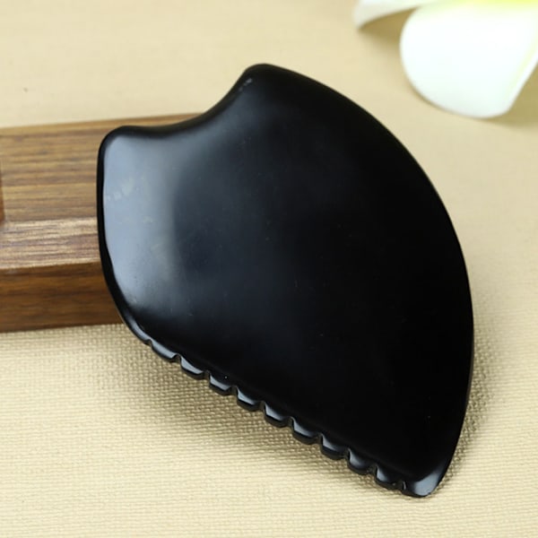 Natursten Ansigtspleje Gua Sha Massager Skønhed Gua Sha Bræt Sort Bian Sten Massageværktøj Sundhedspleje Nakke Terapi 1 stk Sort