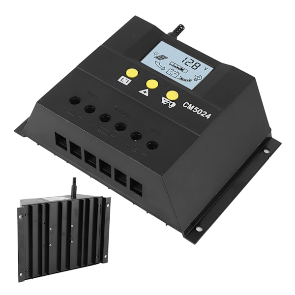 PWM Solcelleanlæg Lad/Udladningsregulator Batterisystem LCD Display 50A 12V/24V