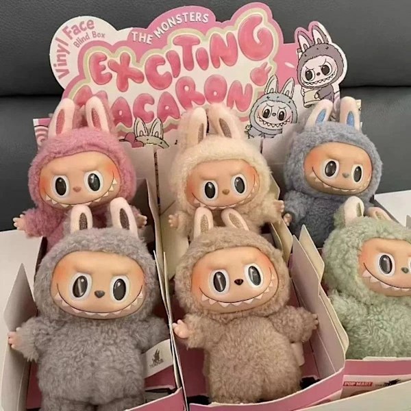 1 POP MART Labub Monster Stimulerende Battlefield Macaron Plysjdukke Håndlaget Leke Blindboks