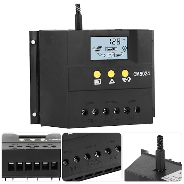 PWM Solcellsladdare/Urladdare Styrenhet Cellpanel Batterisystem LCD-Skärm 50A 12V/24V