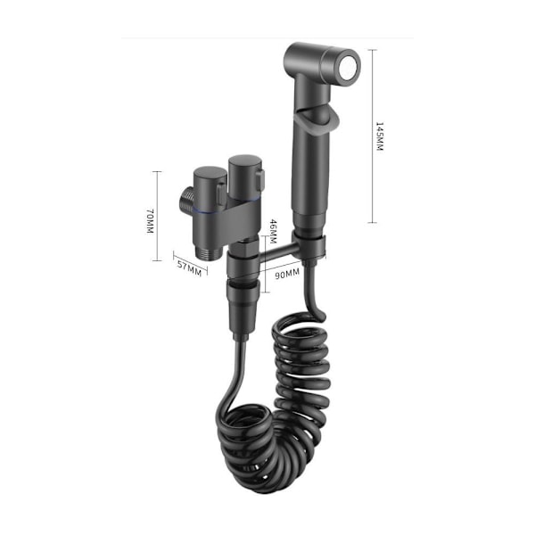 1 ind 2 ud dobbelt kontrolventil, bidet sprayhoved, toiletskylleventil (sort)