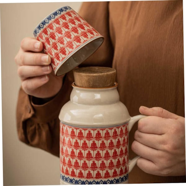 Keramisk Lera Glas Vattenflaska Set Retro Design Vattenflaska Lock Gallon Dunk Hem Vattenförvaringsbehållare Vattenflaska