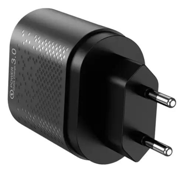 iPhone hurtigladdare strømadapter - Micro USB, Lightning, USB-C Sort