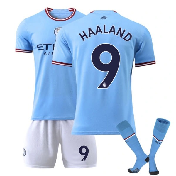 2023 Manchester City Home Kids Football Kit No. 9 Haaland-K