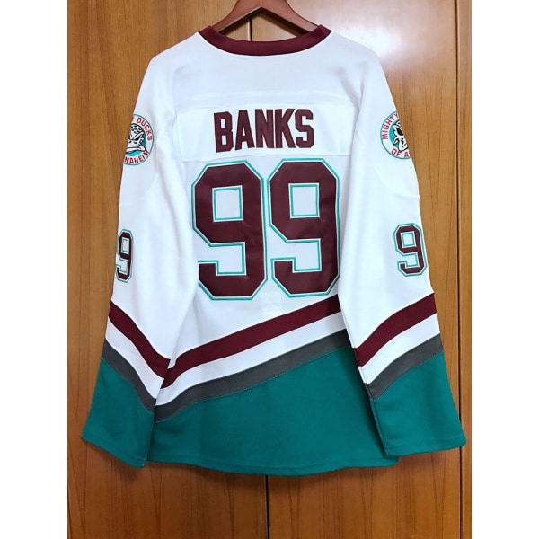 QCBW Men Mighty 99 Banks ishockeytröjor 96 Charlie Conway sydda ishockeytröjor 2XL