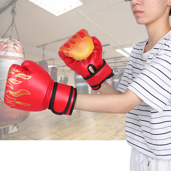 1 Par Barn Kickboxningshandskar Karate Muay Thai Guantes Sanda Träningsutrustning Röd för barn