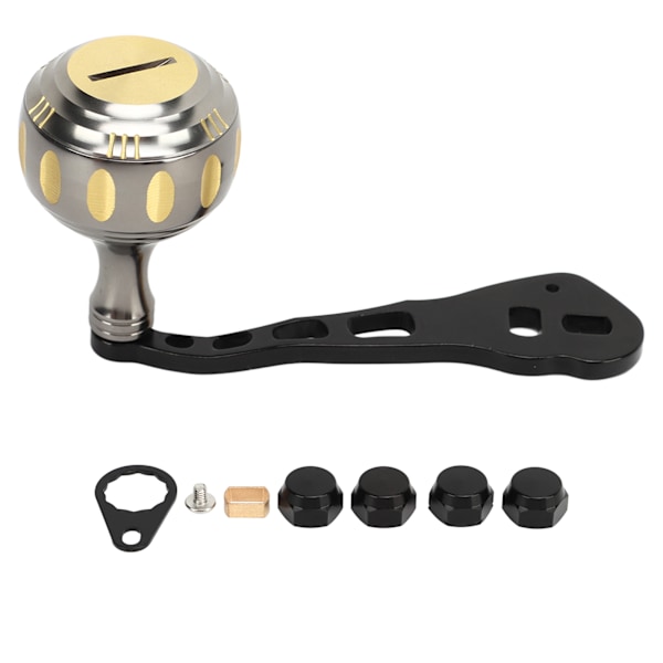 Fiskespøllehåndtag i Aluminiumlegeret, Anti-Slip, Ergonomisk Udskiftning af Baitcasting-Spøllehåndtag, Ruthenium og Guld