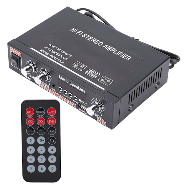 Effektforsterker Mini Bluetooth Intelligent Digital med fjernkontroll EU-kontakt 220V