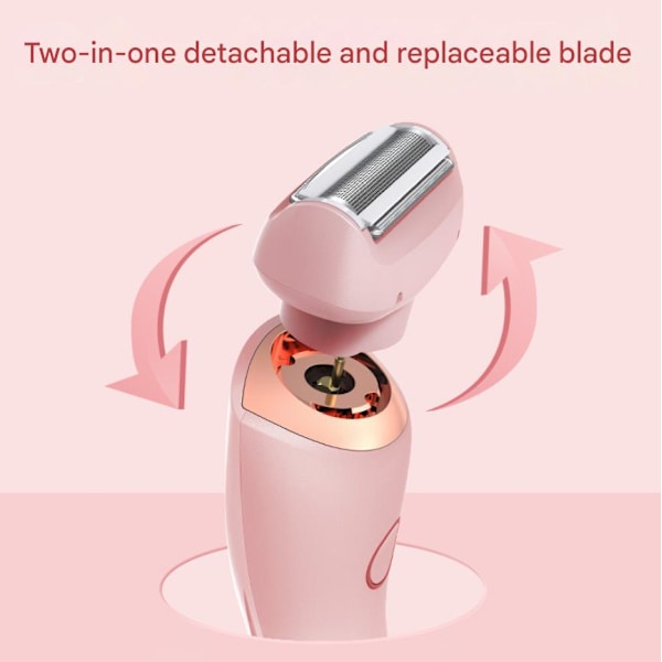 2 i 1 Bikini Trimmer Elektrisk Barbermaskin, Dame Epilator for Rygg, Armer, Underarmer og Ansikt Øyenbryn Barbering, Rosa
