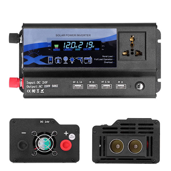 Xuyuan 3000w bilstrømsomformer Modificeret Sinusbølge 4 USB-port oplader omformer med LED Farverigt Ambient Light24V
