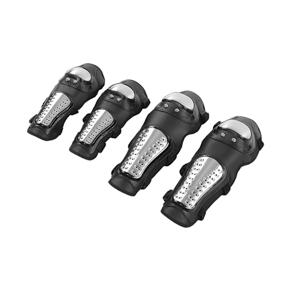 Silversvart Motorcykel Knäskydd Armbågsskydd Skyddsutrustning för Motocross ATV Mountainbike