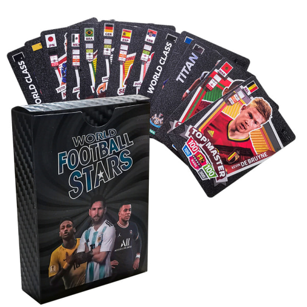 55 Fotball sjeldne svarte kort, lyse farger, stjernekort, bursdagsgaver for barn og tenåringer-U