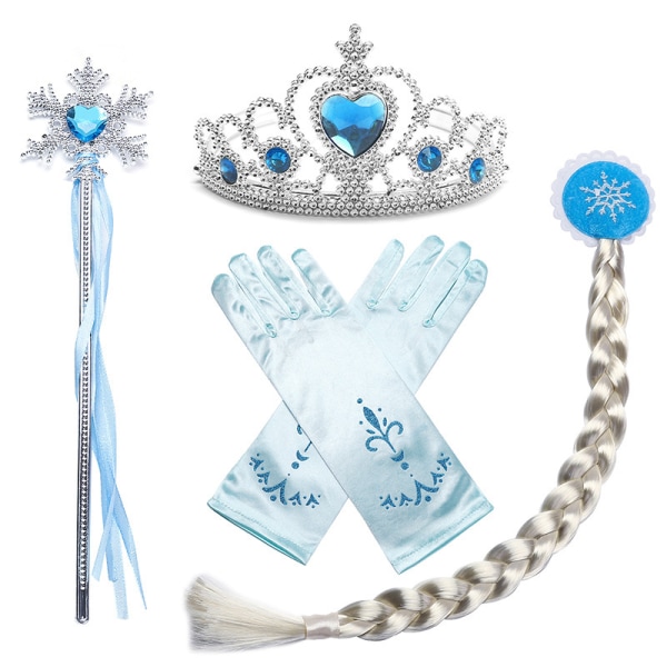 Elsa prinsess - set fläta, tiara, stav & ett par handskar -a 4