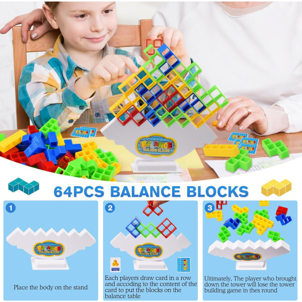 64st Tetra Tower Balansspel, Balanserande staplingsleksaker, Förälder-barn interaktiv leksak, Balansbyggande leksak för familjen, fester, resor